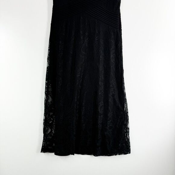 Candalite Petite Long Dress Womens Floral Lace Sleeveless Pleated Maxi Black LP - Picture 2 of 9